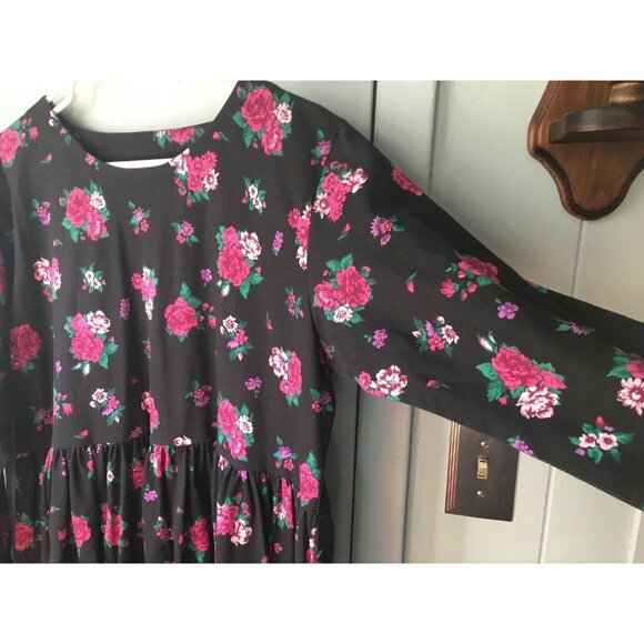 STORYBOOK HEIRLOOM Dress Womens Dress Black Pink Floral Modest Cottagecore Midi - Picture 6 of 8